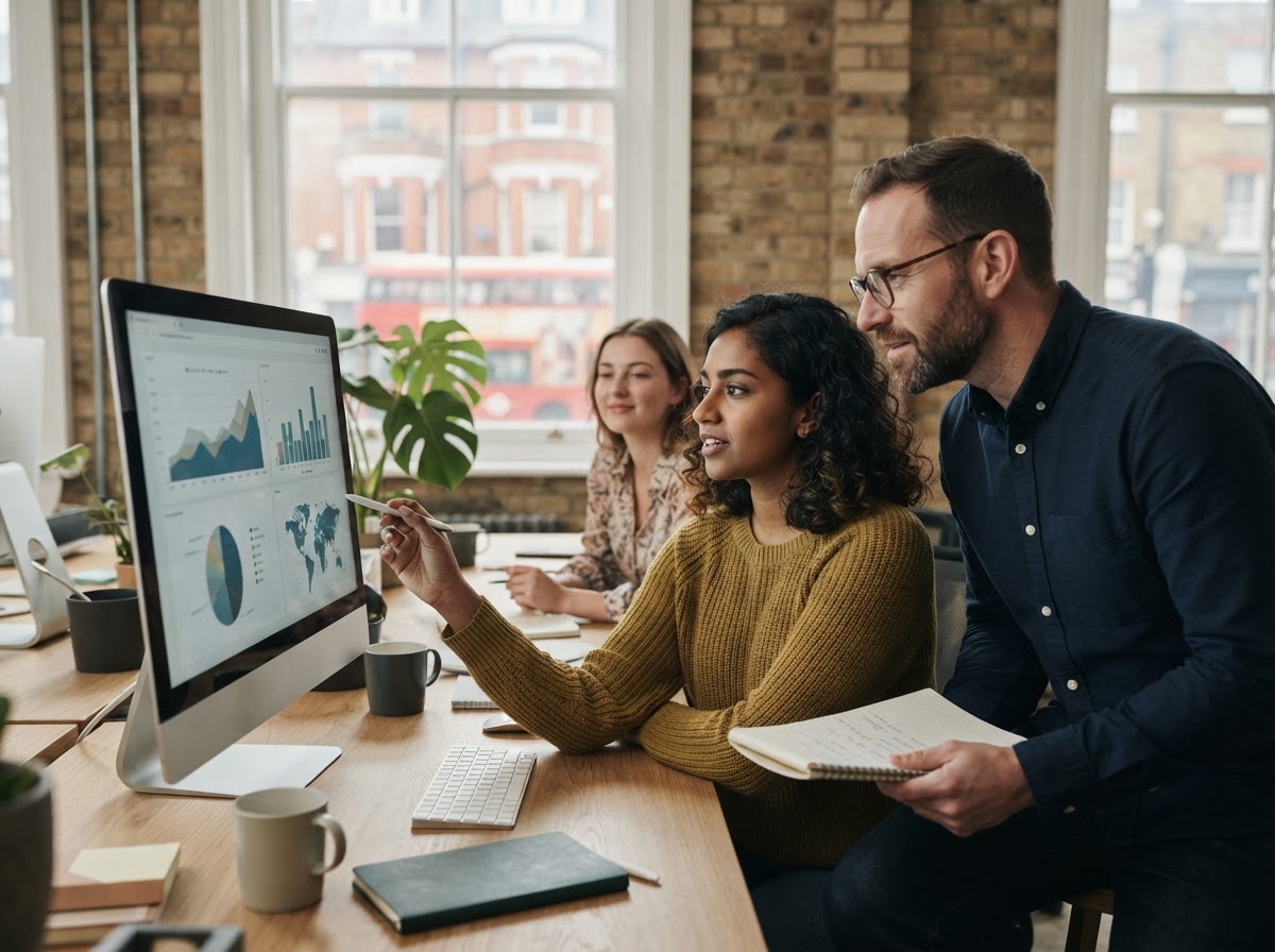 DataOracle analyst reviewing daily portfolio data and risk indicators on screen